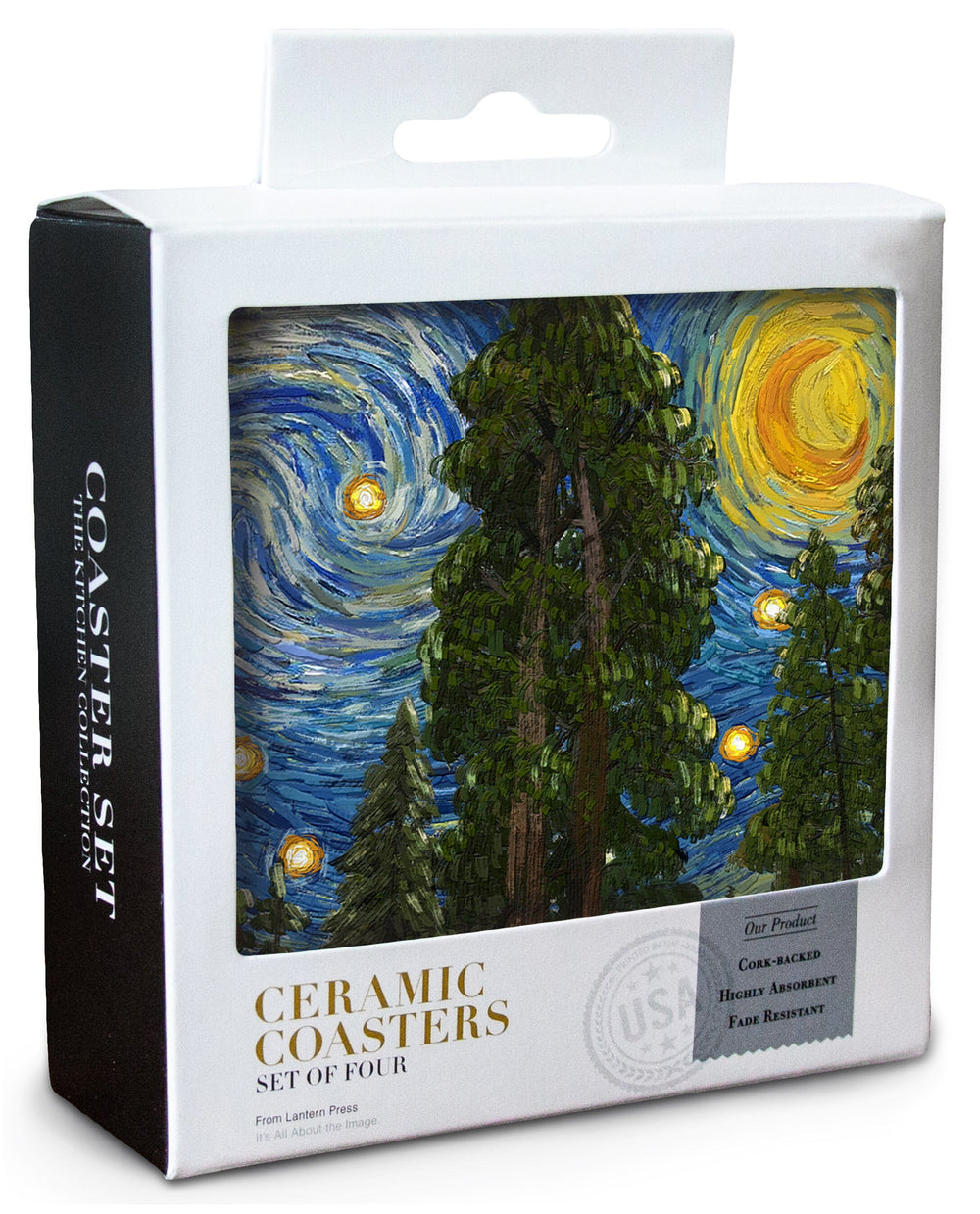 Big Sur, California, Starry Night National Park Series Coasters Lantern Press 
