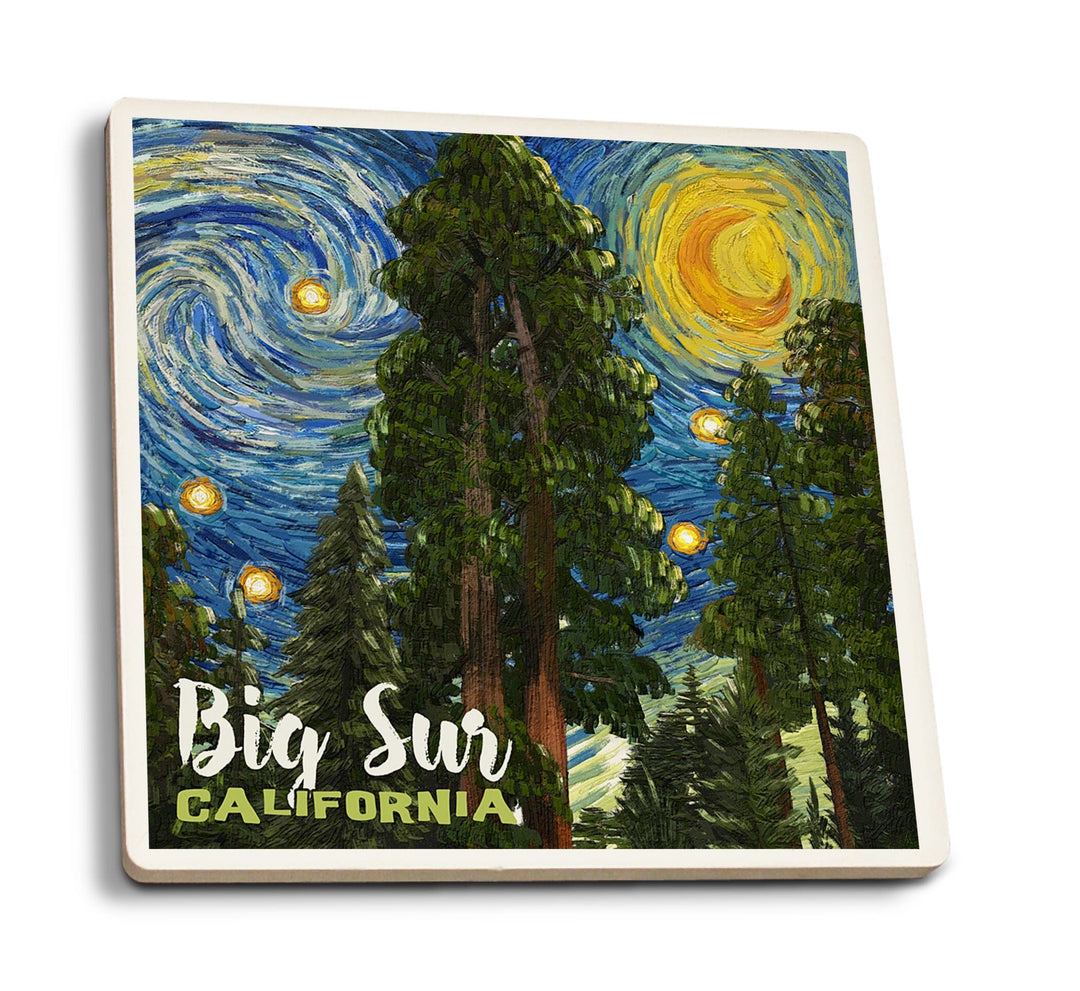 Big Sur, California, Starry Night National Park Series Coasters Lantern Press 