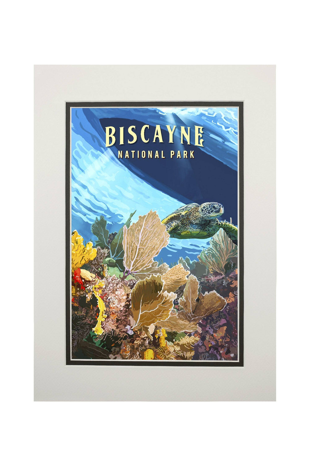 Biscayne National Park, Florida, Painterly National Park Series, Art Prints and Metal Signs Art Lantern Press 11 x 14 Matted Art Print 
