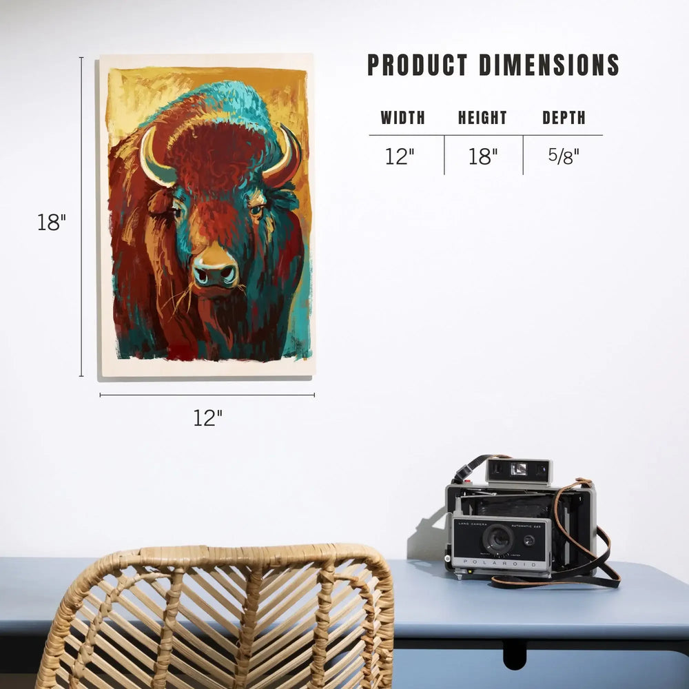 Bison, Vivid, Lantern Press Artwork, Wood Signs and Postcards - Lantern Press