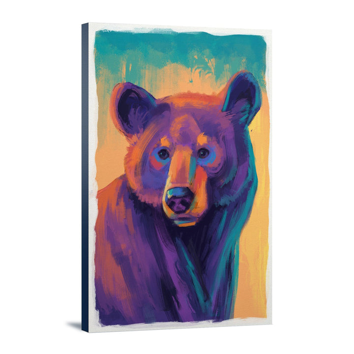 Black Bear, Vivid, Lantern Press Artwork, Stretched Canvas Canvas Lantern Press 12x18 Stretched Canvas 
