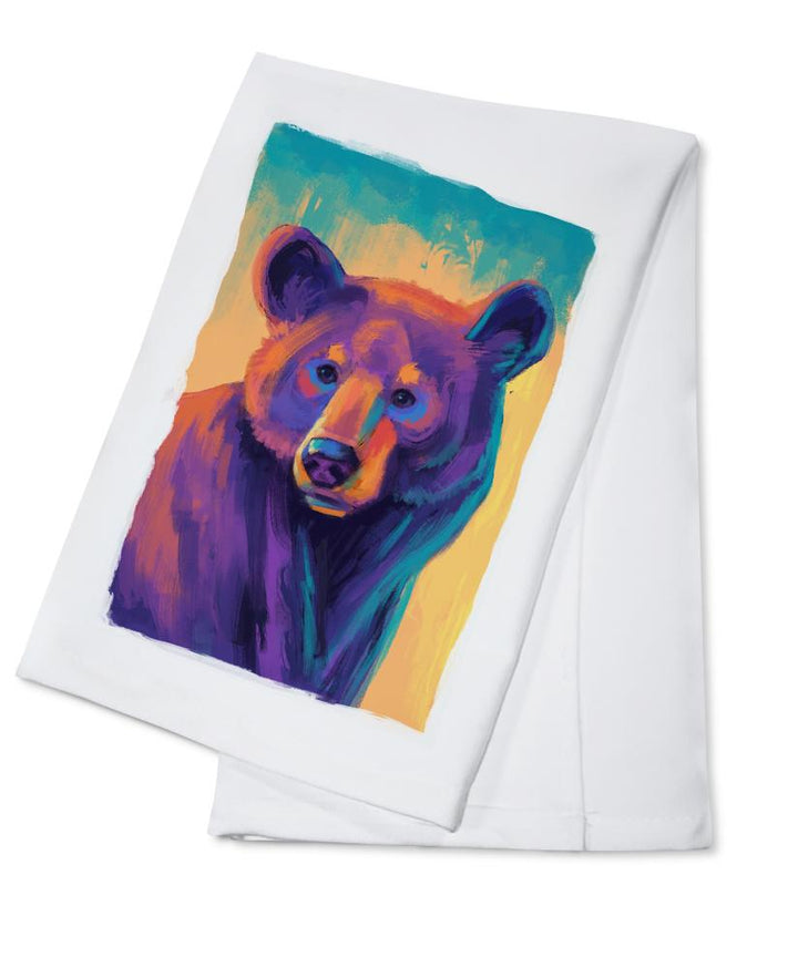 Black Bear, Vivid, Lantern Press Artwork, Towels and Aprons Kitchen Lantern Press Cotton Towel 
