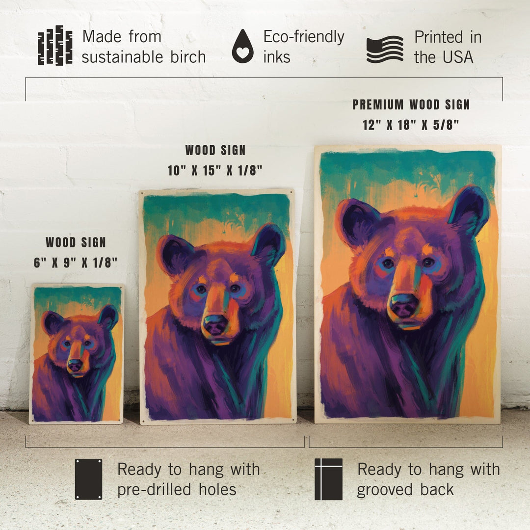 Black Bear, Vivid, Lantern Press Artwork, Wood Signs and Postcards Wood Lantern Press 