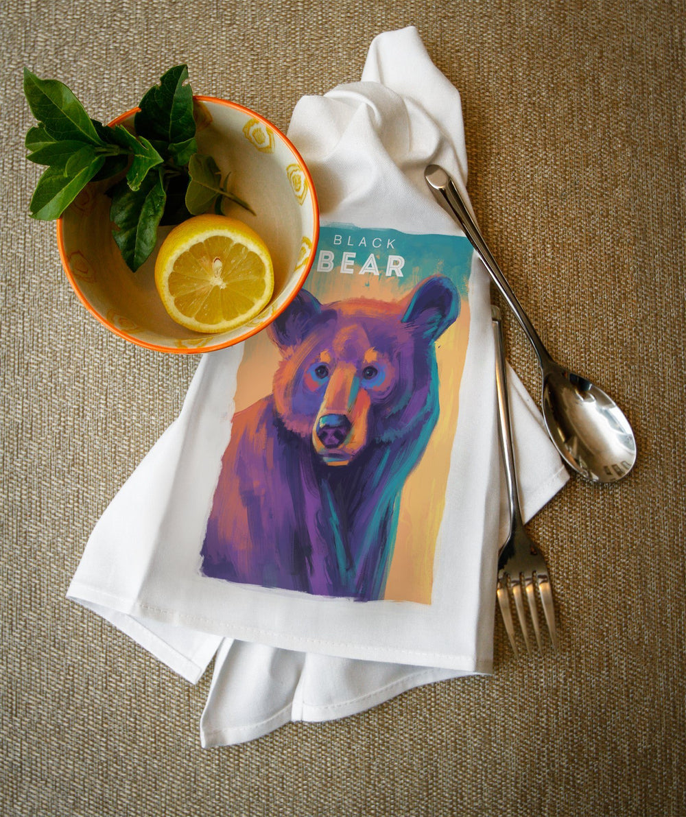 Black Bear, Vivid Series, Lantern Press Artwork, Towels and Aprons Kitchen Lantern Press 