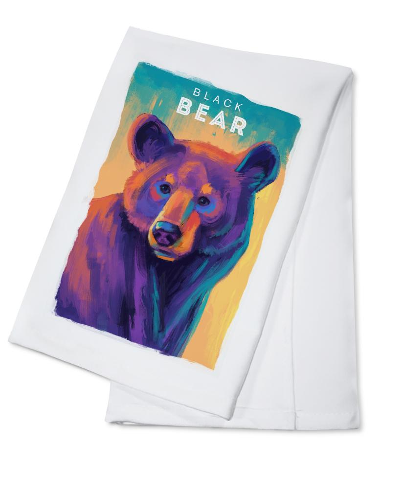 Black Bear, Vivid Series, Lantern Press Artwork, Towels and Aprons Kitchen Lantern Press Cotton Towel 