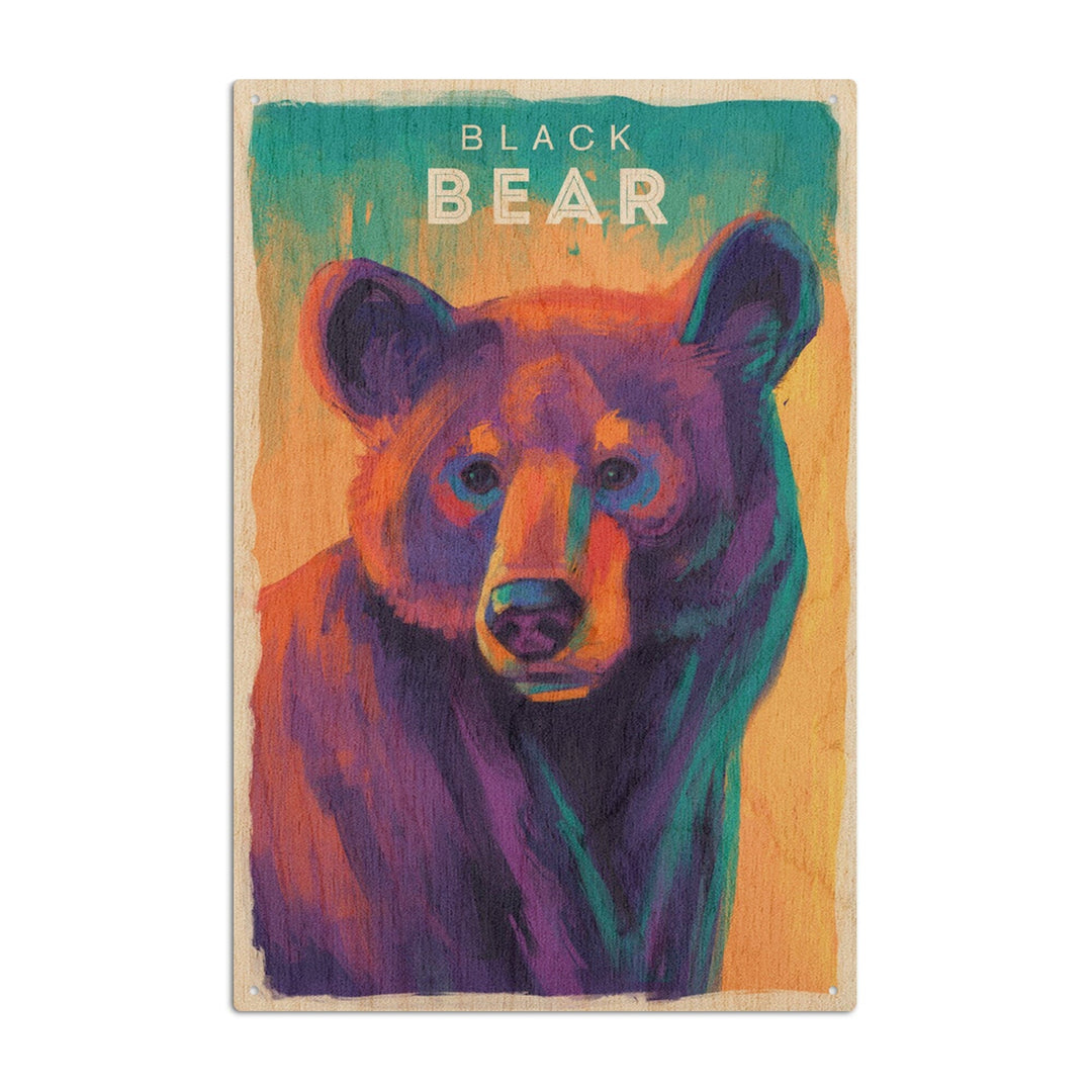 Black Bear, Vivid Series, Lantern Press Artwork, Wood Signs and Postcards Wood Lantern Press 10 x 15 Wood Sign 
