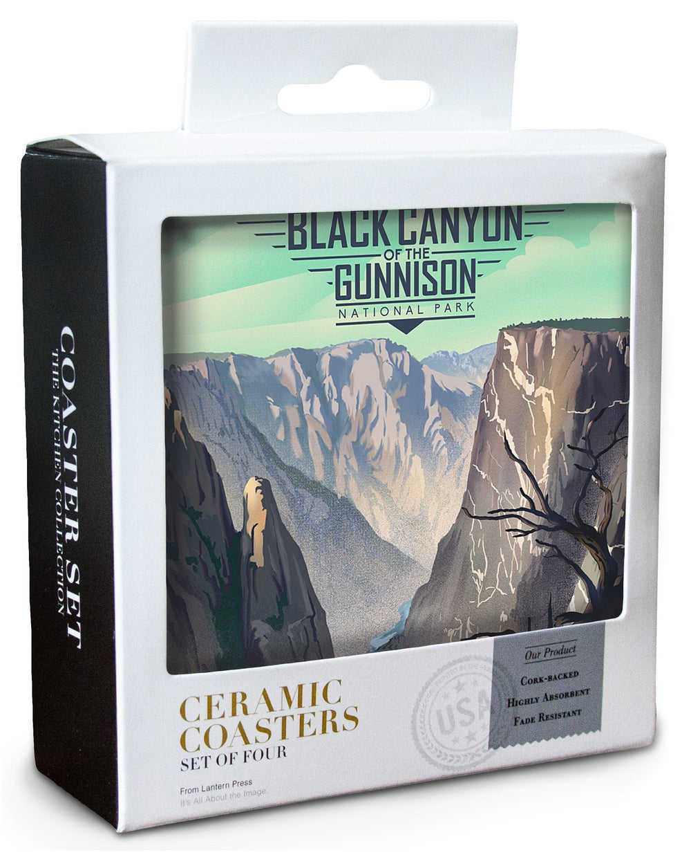 Black Canyon of the Gunnison National Park, Colorado, Lithograph National Park Series, Lantern Press Artwork, Coaster Set Coasters Lantern Press 