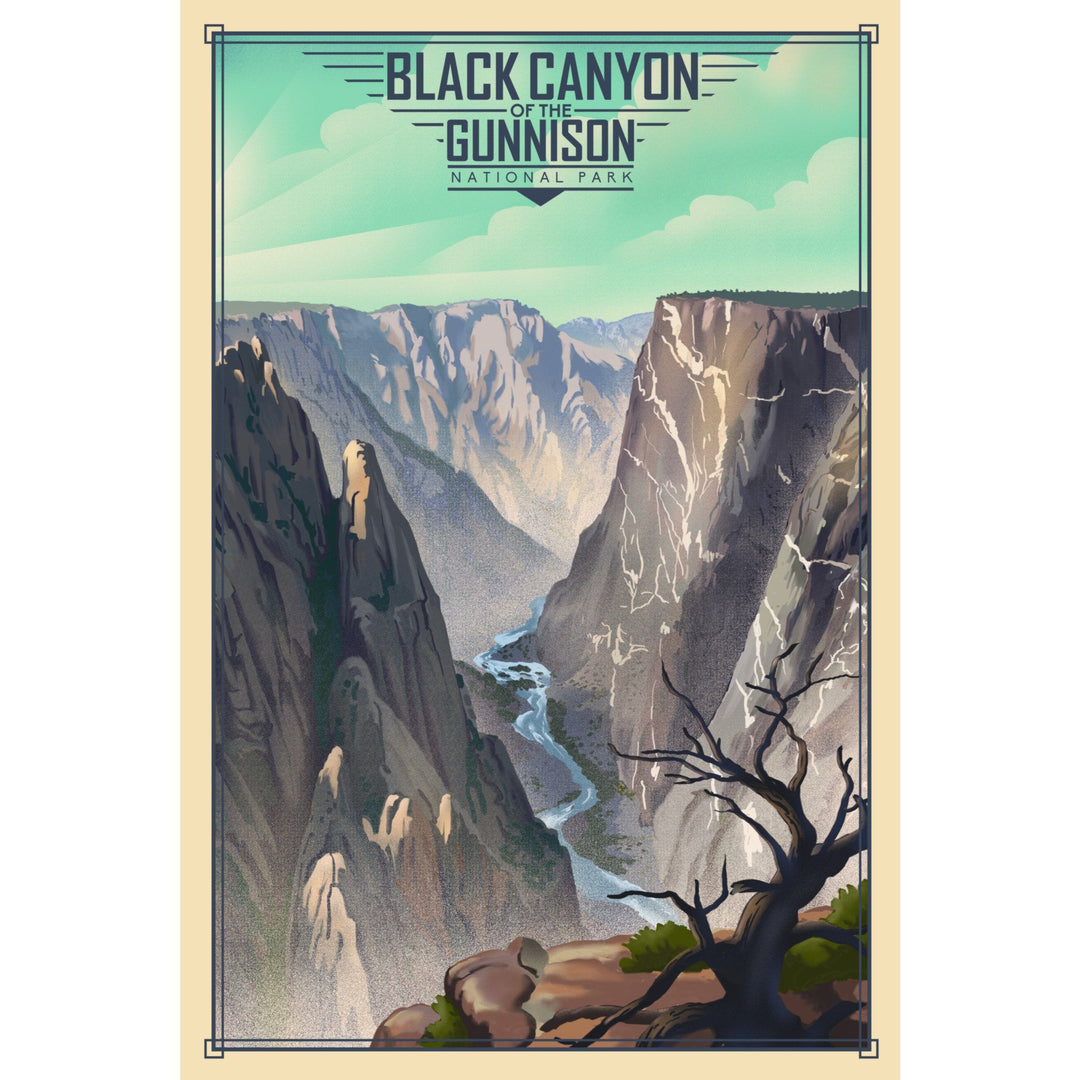 Black Canyon of the Gunnison National Park, Colorado, Lithograph National Park Series, Lantern Press Artwork, Stretched Canvas Canvas Lantern Press 