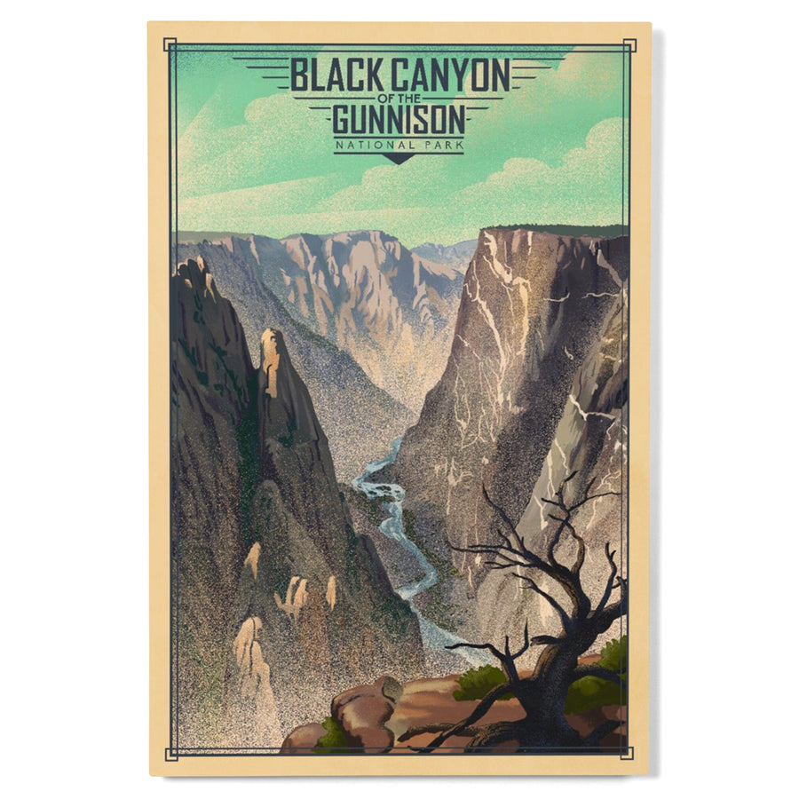 Black Canyon of the Gunnison National Park, Colorado, Lithograph National Park Series, Lantern Press Artwork, Wood Signs and Postcards Wood Lantern Press 