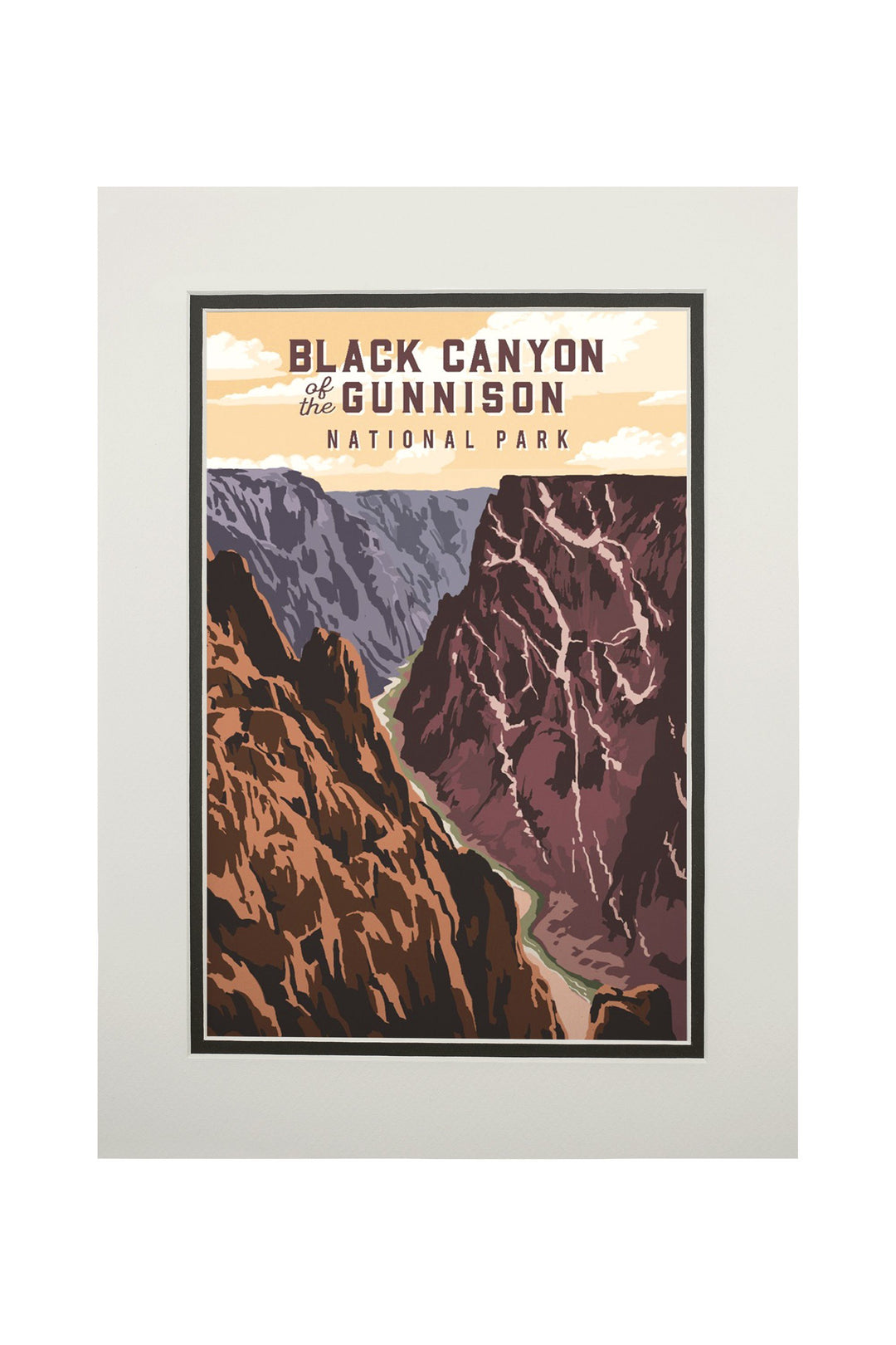 Black Canyon of the Gunnison National Park, Colorado, Painterly National Park Series, Art Prints and Metal Signs Art Lantern Press 11 x 14 Matted Art Print 