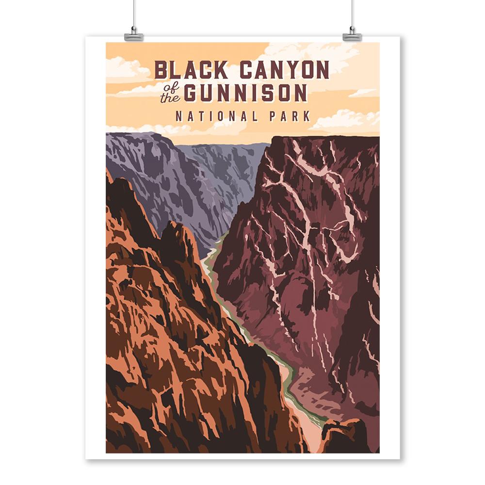 Black Canyon of the Gunnison National Park, Colorado, Painterly National Park Series, Art Prints and Metal Signs Art Lantern Press 12 x 18 Art Print 