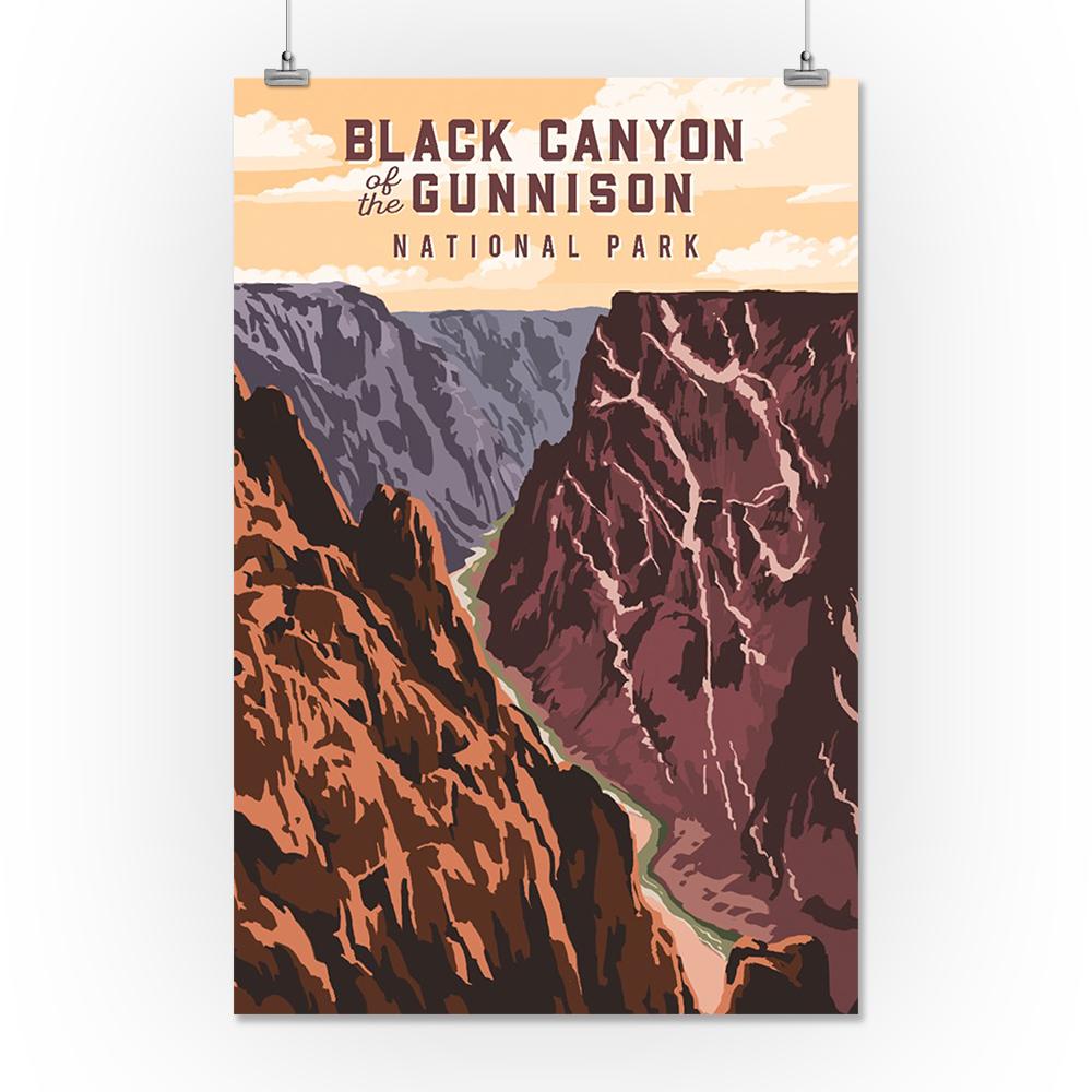 Black Canyon of the Gunnison National Park, Colorado, Painterly National Park Series, Art Prints and Metal Signs Art Lantern Press 16 x 24 Giclee Print 
