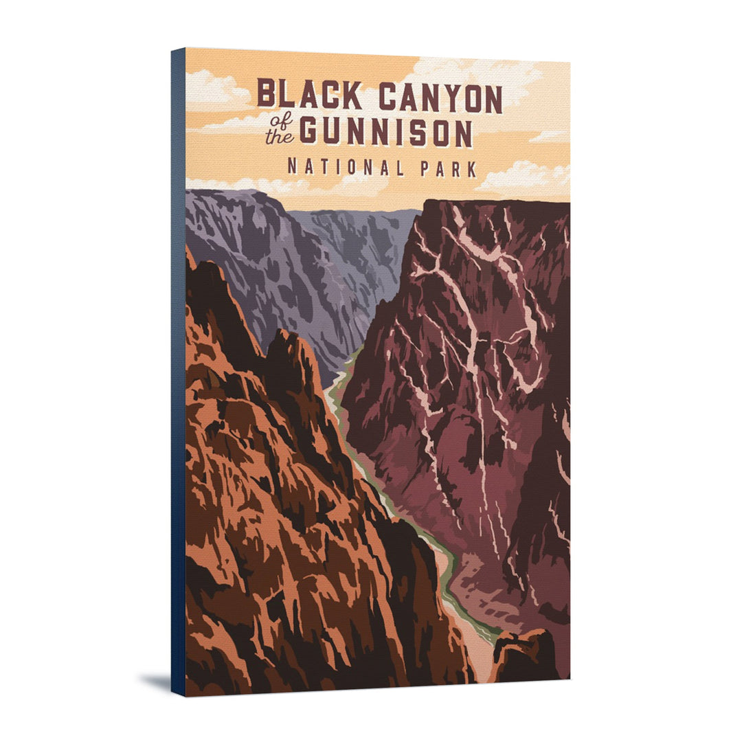 Black Canyon of the Gunnison National Park, Colorado, Painterly National Park Series, Stretched Canvas Canvas Lantern Press 12x18 Stretched Canvas 