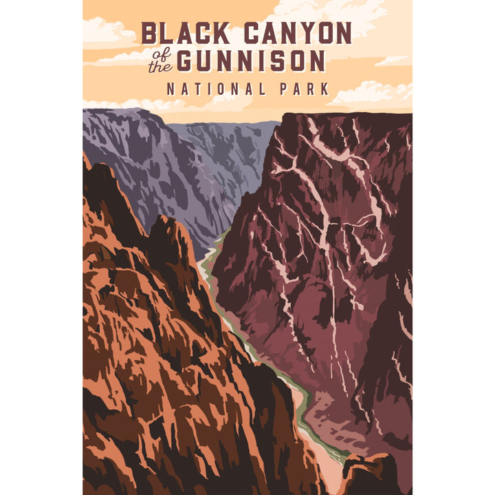 Black Canyon of the Gunnison National Park, Colorado, Painterly National Park Series, Stretched Canvas Canvas Lantern Press 