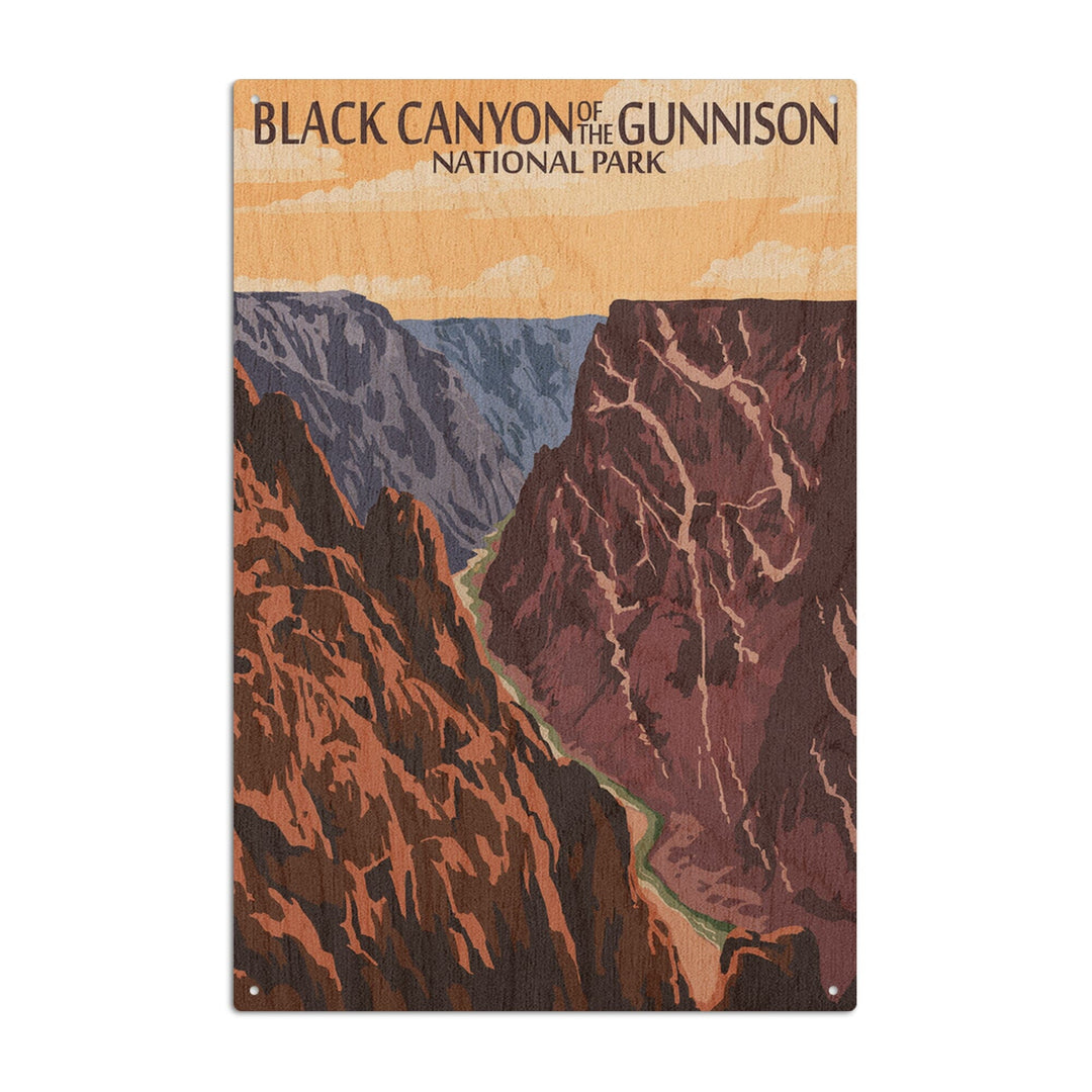Black Canyon of the Gunnison National Park, Colorado, River & Cliffs, Painterly Series, Lantern Press Artwork, Wood Signs and Postcards Wood Lantern Press 10 x 15 Wood Sign 