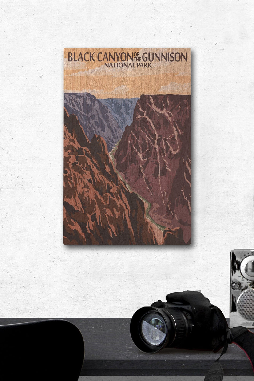 Black Canyon of the Gunnison National Park, Colorado, River & Cliffs, Painterly Series, Lantern Press Artwork, Wood Signs and Postcards Wood Lantern Press 12 x 18 Wood Gallery Print 