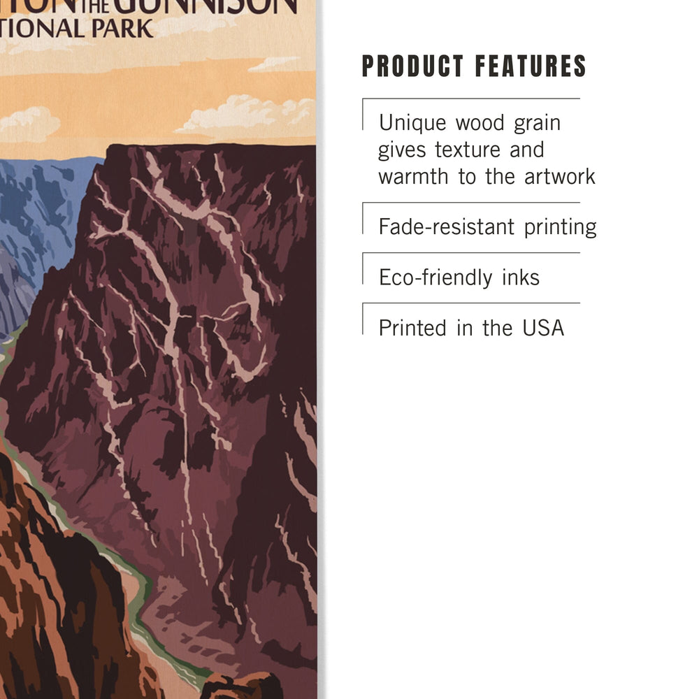 Black Canyon of the Gunnison National Park, Colorado, River & Cliffs, Painterly Series, Lantern Press Artwork, Wood Signs and Postcards Wood Lantern Press 