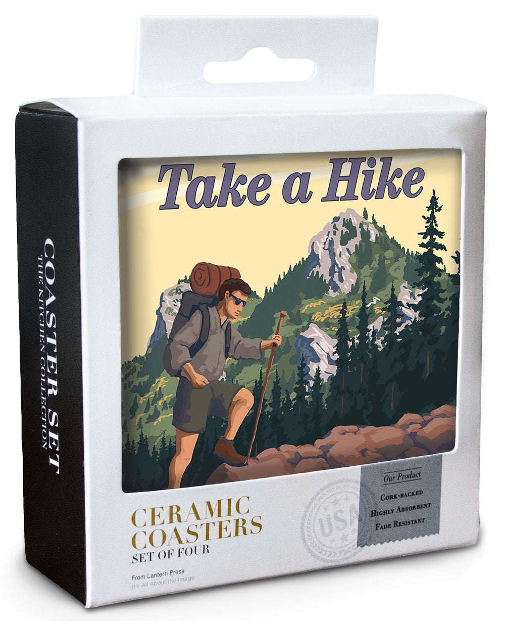 Black Hills, South Dakota, Take a Hike, Lantern Press Artwork, Coaster Set Coasters Lantern Press 