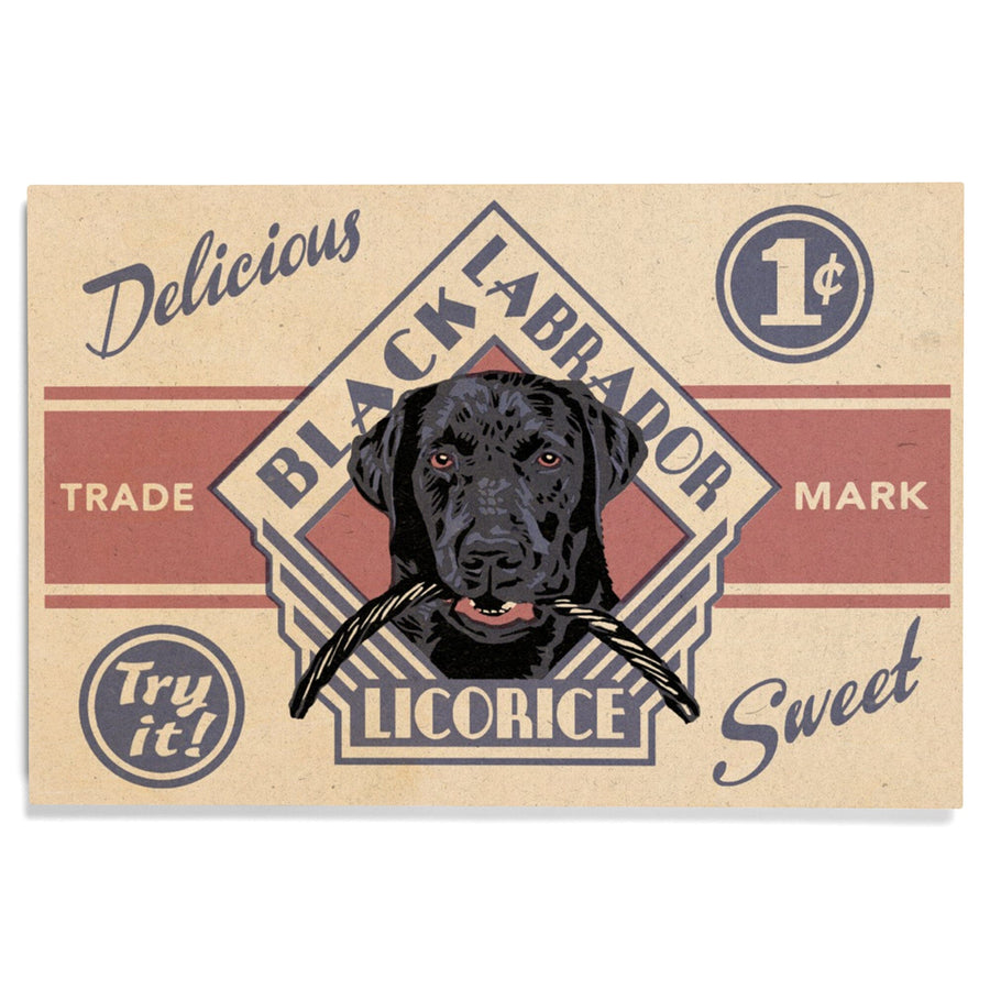 Black Labrador, Retro Black Licorice Ad, Lantern Press Artwork, Wood Signs and Postcards Wood Lantern Press 