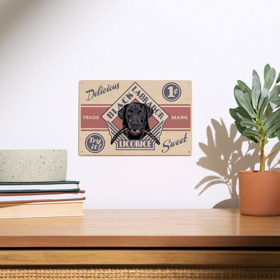 Black Labrador, Retro Black Licorice Ad, Lantern Press Artwork, Wood Signs and Postcards Wood Lantern Press 