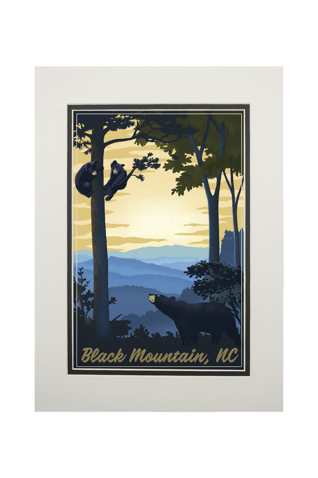 Black Mountain, North Carolina, Black Bears, Lithograph, Lantern Press Artwork, Art Prints and Metal Signs Art Lantern Press 