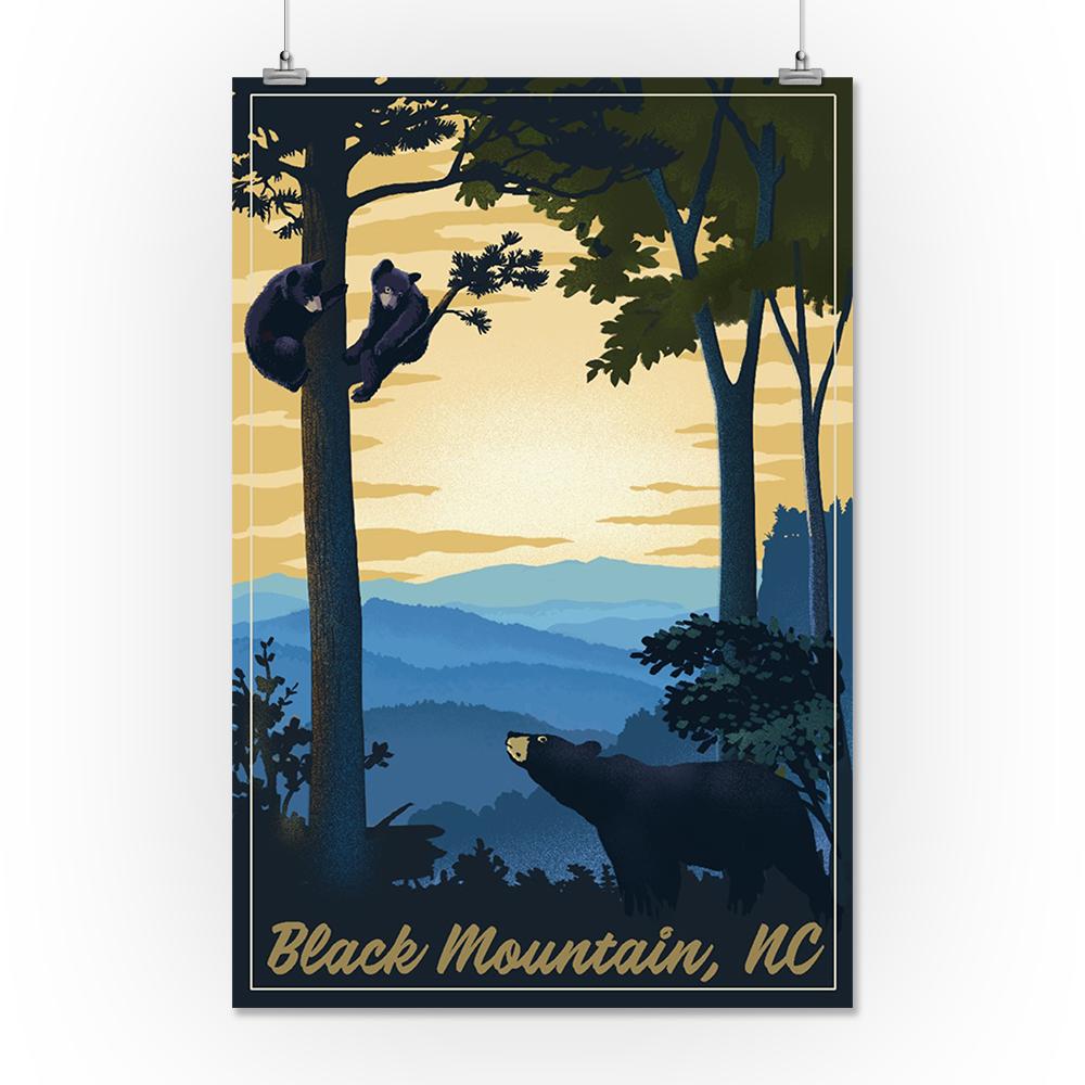 Black Mountain, North Carolina, Black Bears, Lithograph, Lantern Press Artwork, Art Prints and Metal Signs Art Lantern Press 