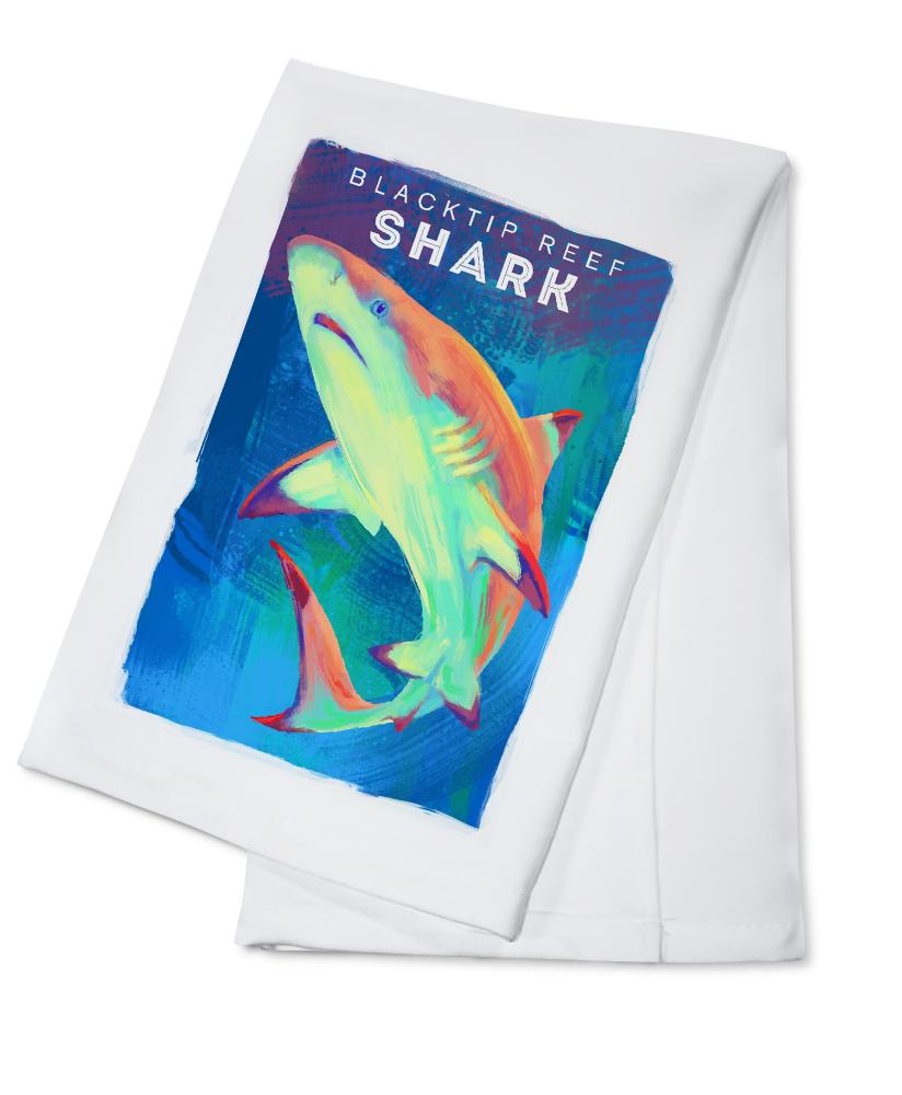 Blacktip Reef Shark, Vivid Series, Lantern Press Artwork, Towels and Aprons Kitchen Lantern Press Cotton Towel 