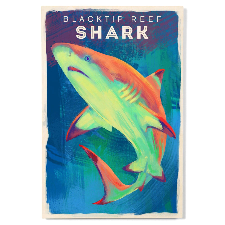 Blacktip Reef Shark, Vivid Series, Lantern Press Artwork, Wood Signs and Postcards Wood Lantern Press 