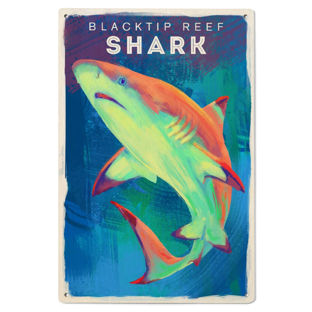 Blacktip Reef Shark, Vivid Series, Lantern Press Artwork, Wood Signs and Postcards Wood Lantern Press 