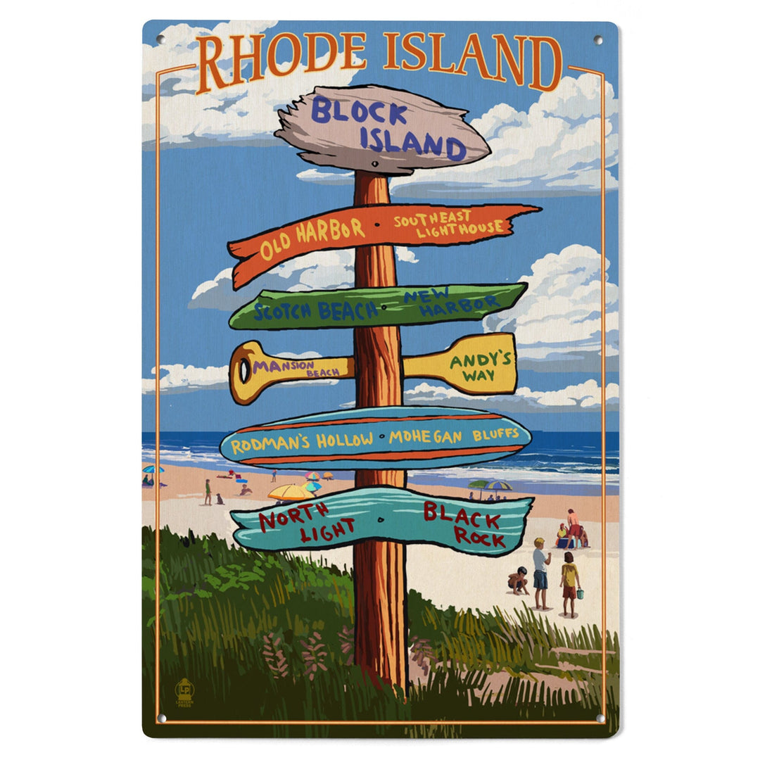 Block Island, Rhode Island, Sign Destinations, Lantern Press Poster, Wood Signs and Postcards Wood Lantern Press 