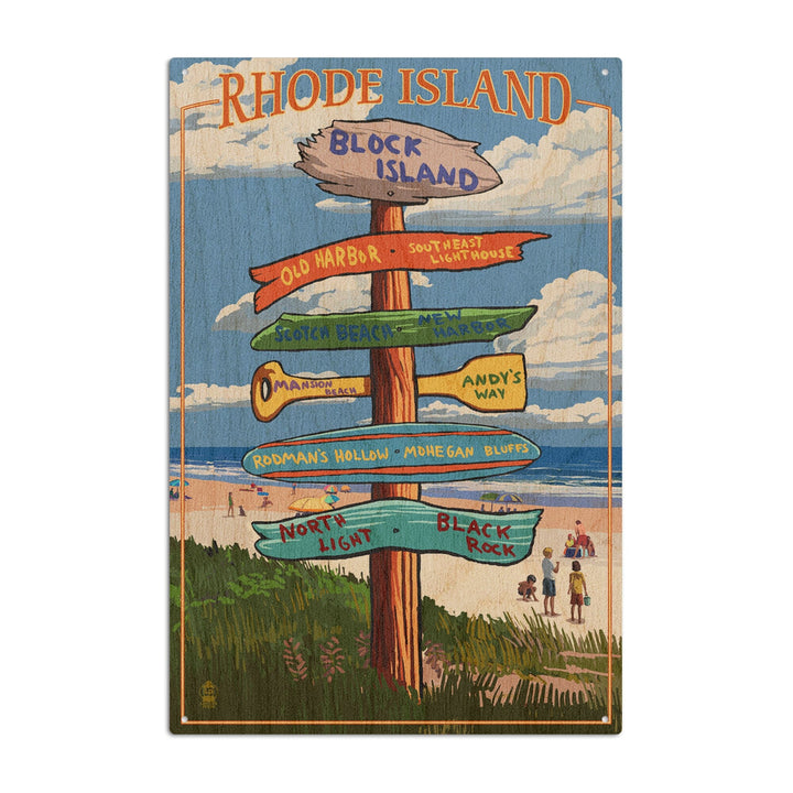 Block Island, Rhode Island, Sign Destinations, Lantern Press Poster, Wood Signs and Postcards Wood Lantern Press 6x9 Wood Sign 