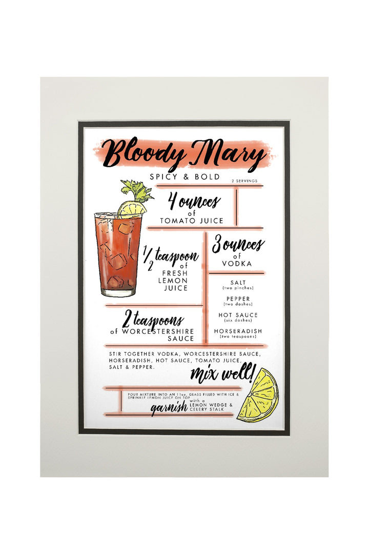 Bloody Mary, Cocktail Recipe, Lantern Press Artwork, Art Prints and Metal Signs Art Lantern Press 