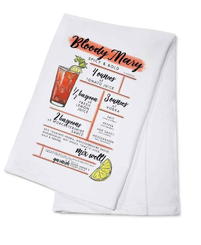 Bloody Mary, Cocktail Recipe, Lantern Press Artwork, Towels and Aprons Kitchen Lantern Press Cotton Towel 
