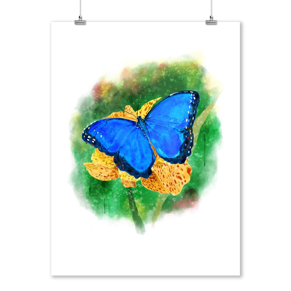 Blue Morpho Butterfly, Watercolor, Lantern Press Artwork, Lantern Press Artwork, Art Prints and Metal Signs Art Lantern Press 