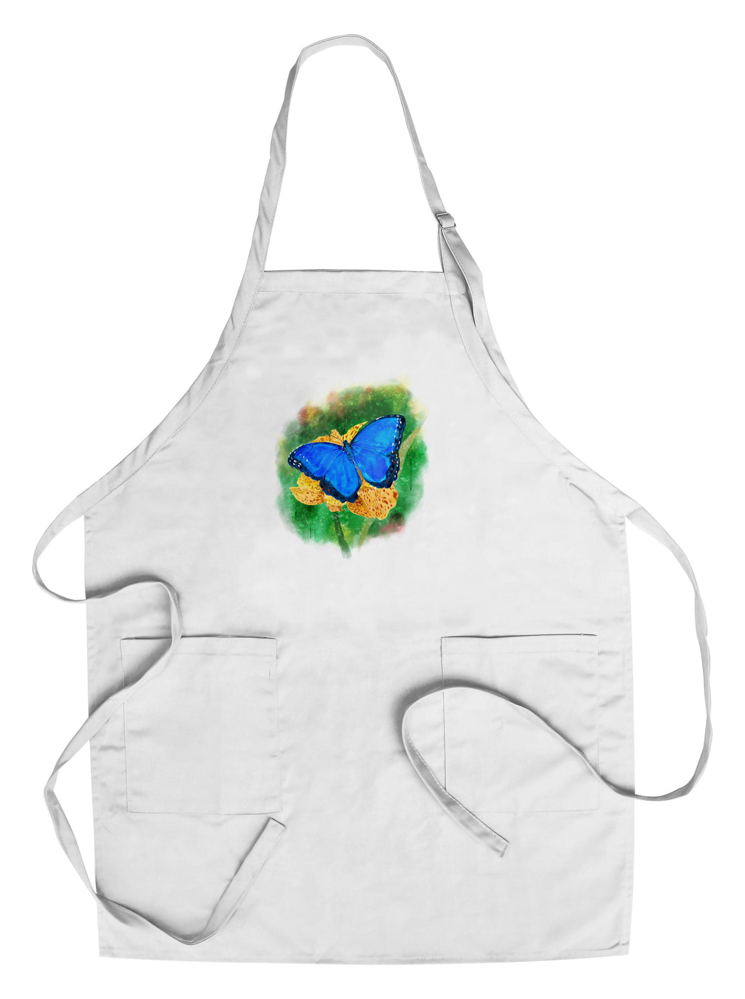 Blue Morpho Butterfly, Watercolor, Lantern Press Artwork, Lantern Press Artwork, Towels and Aprons Kitchen Lantern Press Chef's Apron 