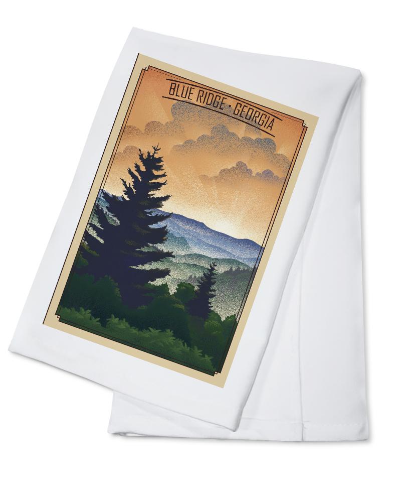Blue Ridge, Georgia, Lithograph, Lantern Press Artwork, Towels and Aprons Kitchen Lantern Press Cotton Towel 
