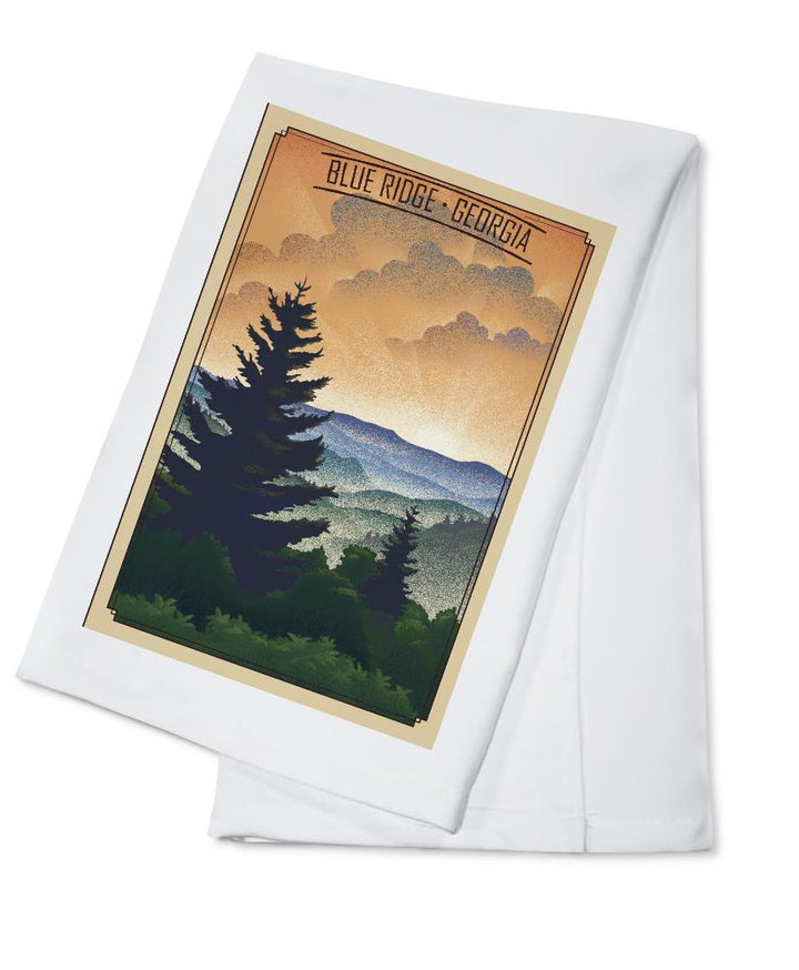 Blue Ridge, Georgia, Lithograph, Lantern Press Artwork, Towels and Aprons Kitchen Lantern Press Cotton Towel 