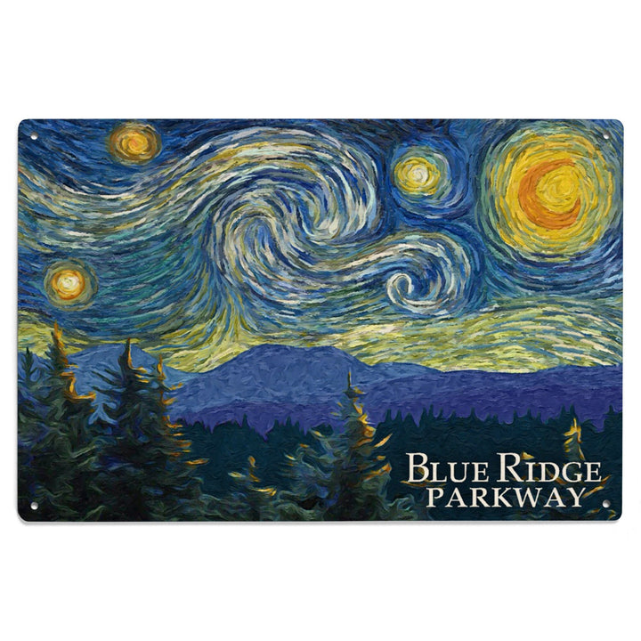Blue Ridge Parkway, Starry Night, Lantern Press Artwork, Wood Signs and Postcards Wood Lantern Press 