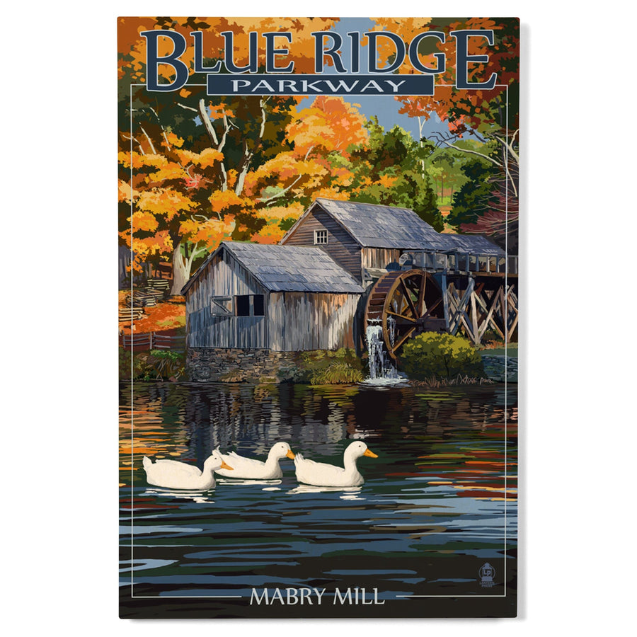 Blue Ridge Parkway, Virginia, Mabry Mill, Lantern Press Artwork, Wood Signs and Postcards Wood Lantern Press 