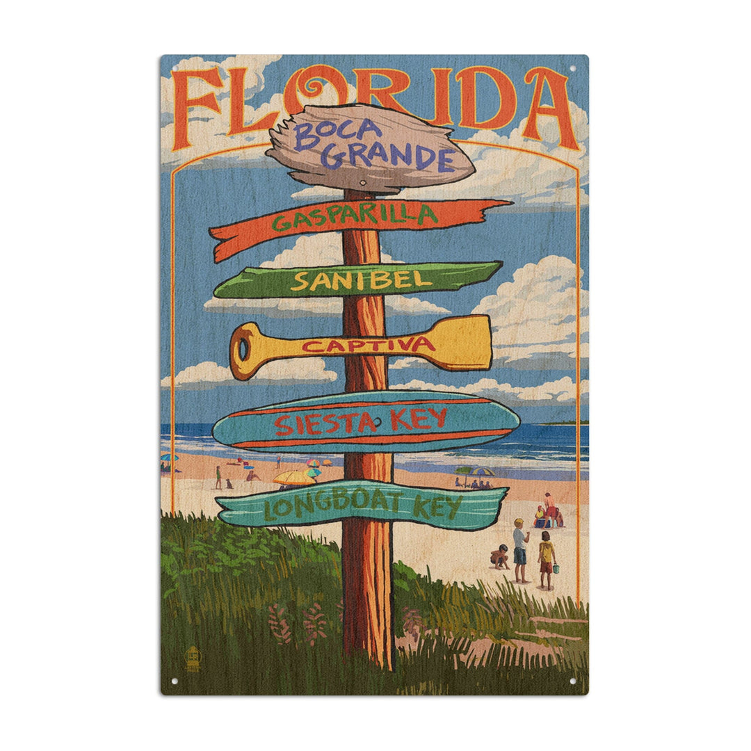 Boca Grande, Florida, Sign Destinations, Lantern Press Poster, Wood Signs and Postcards Wood Lantern Press 6x9 Wood Sign 