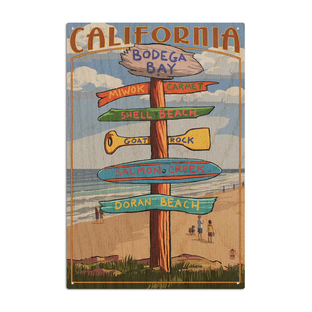 Bodega Bay, California, Destinations Sign, Lantern Press Artwork, Wood Signs and Postcards Wood Lantern Press 6x9 Wood Sign 