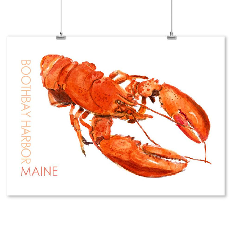 Boothbay Harbor, Maine, Lobster, Watercolor, Lantern Press Artwork, Art Prints and Metal Signs Art Lantern Press 