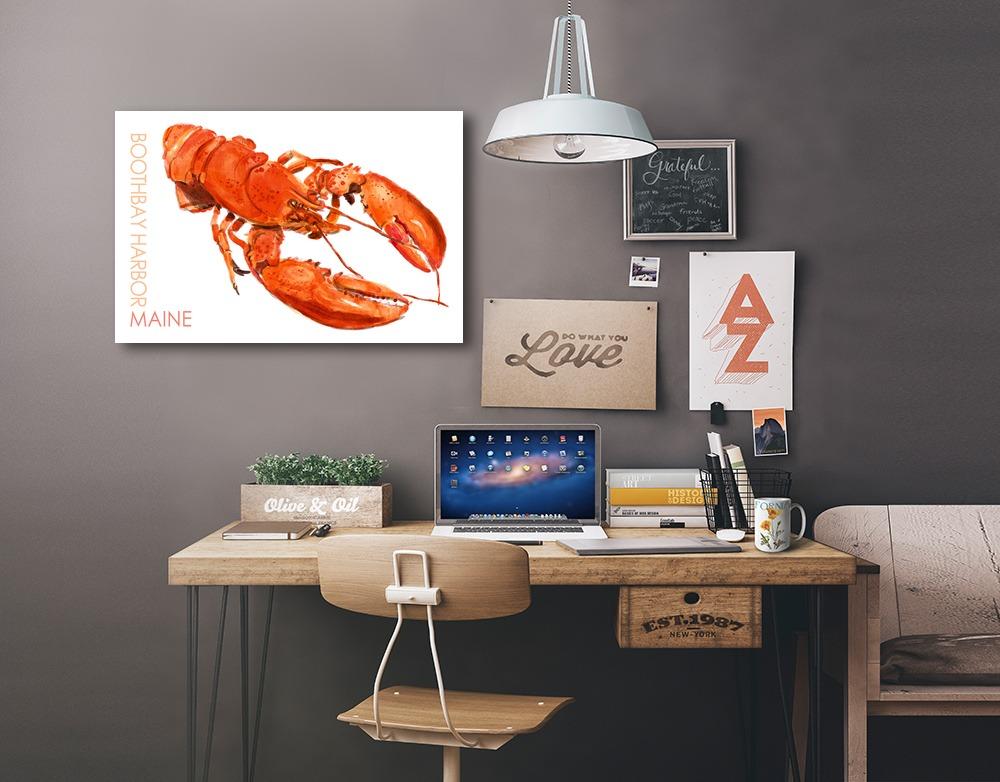 Boothbay Harbor, Maine, Lobster, Watercolor, Lantern Press Artwork, Art Prints and Metal Signs Art Lantern Press 
