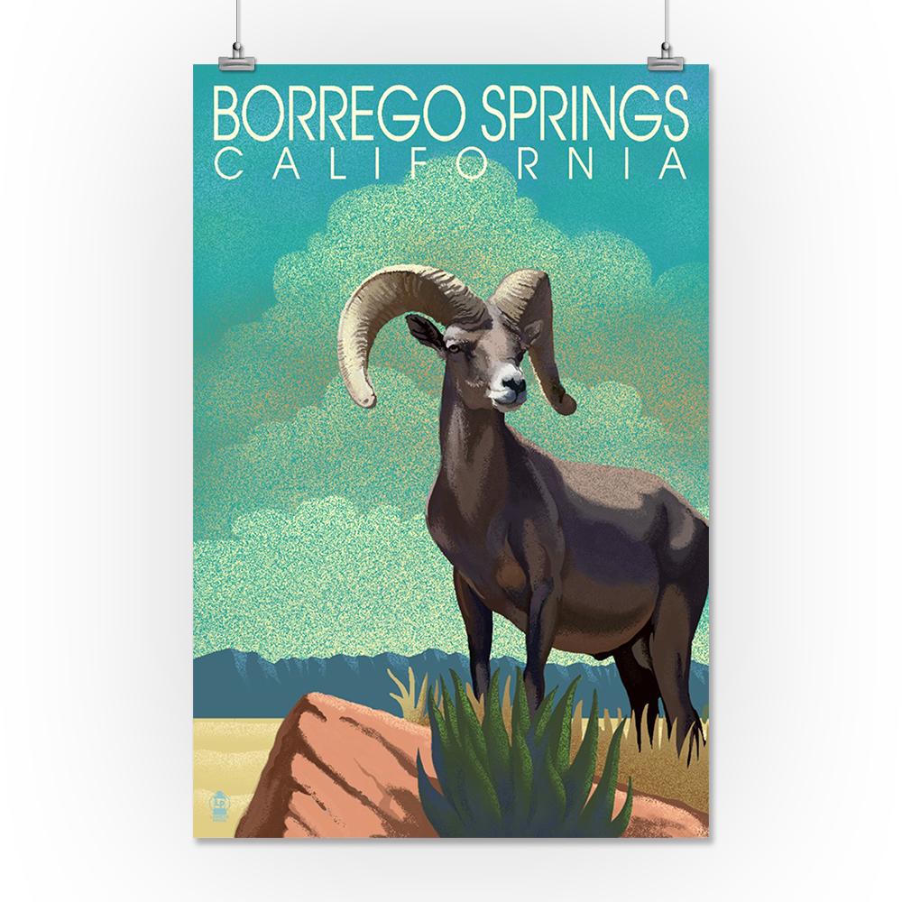 Borrego Springs, California, Bighorn Sheep, Litho, Lantern Press Artwork, Art Prints and Metal Signs Art Lantern Press 