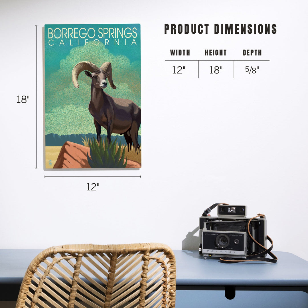 Borrego Springs, California, Bighorn Sheep, Litho, Lantern Press Artwork, Wood Signs and Postcards Wood Lantern Press 