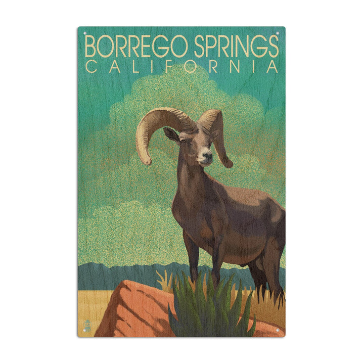 Borrego Springs, California, Bighorn Sheep, Litho, Lantern Press Artwork, Wood Signs and Postcards Wood Lantern Press 6x9 Wood Sign 