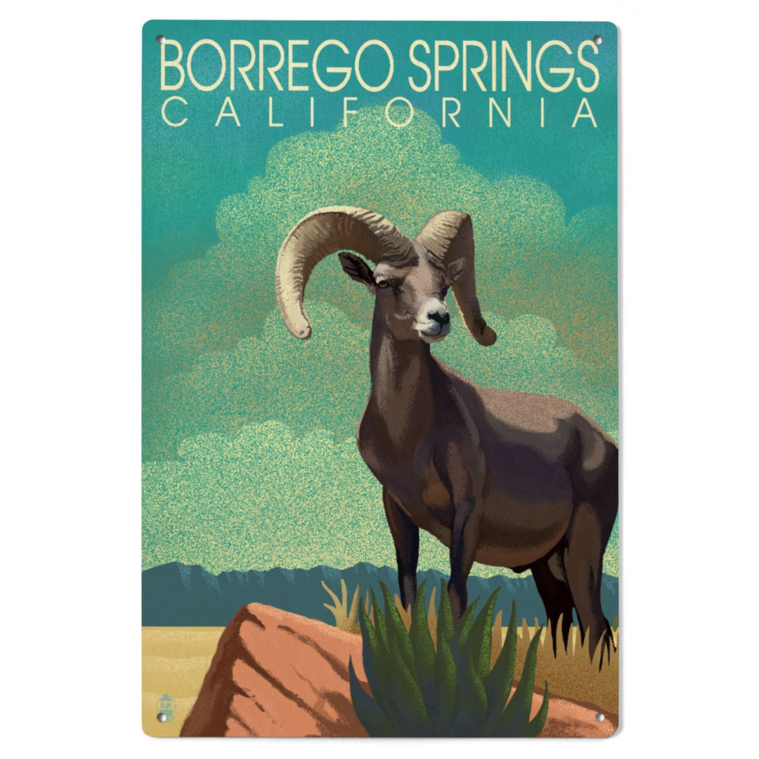 Borrego Springs, California, Bighorn Sheep, Litho, Lantern Press Artwork, Wood Signs and Postcards Wood Lantern Press 