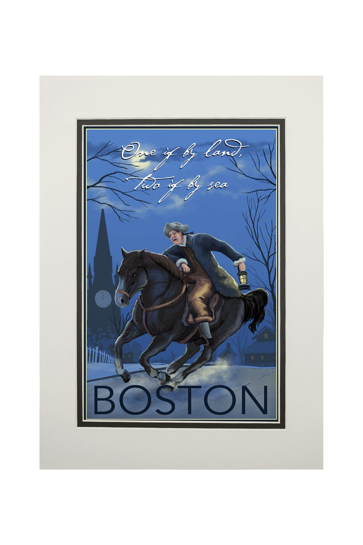 Boston, Massachusetts, Paul Revere, One If By Land, Lantern Press Artwork, Art Prints and Metal Signs Art Lantern Press 