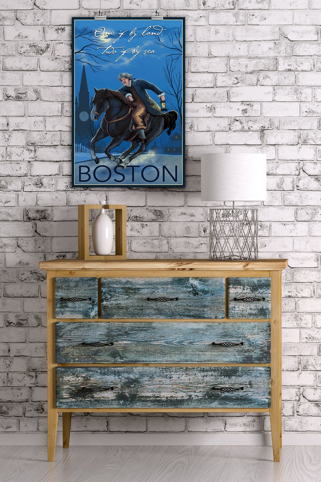 Boston, Massachusetts, Paul Revere, One If By Land, Lantern Press Artwork, Art Prints and Metal Signs Art Lantern Press 