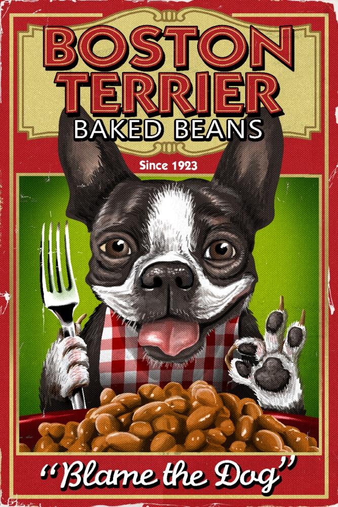 Boston Terrier, Retro Baked Beans Ad, Lantern Press Artwork, Art Prints and Metal Signs Art Lantern Press 12 x 18 Art Print 
